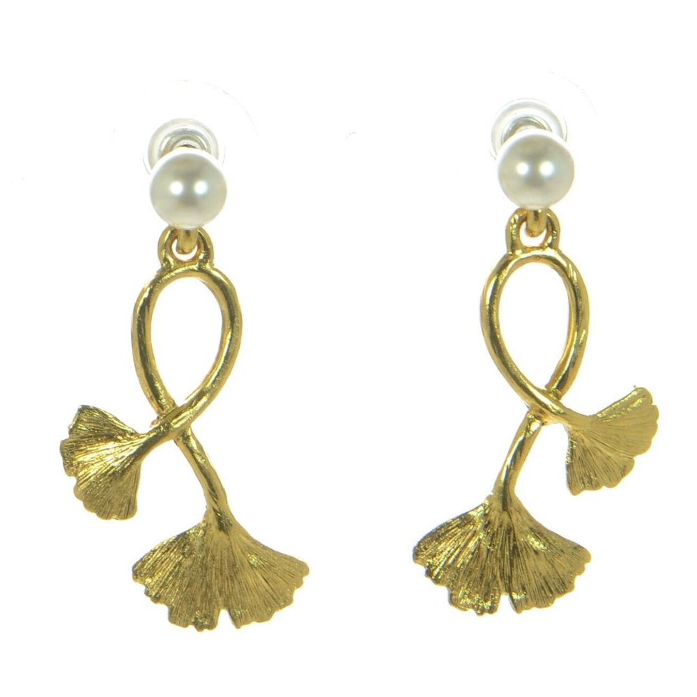 Oscar de la Renta Ginkgo & Pearl Earrings